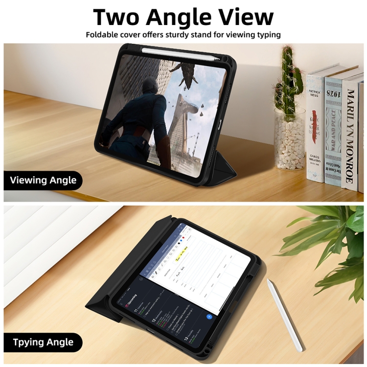 For iPad 10th Gen 10.9 2022 3-fold TPU Smart Leather Tablet Case with Pen Slot(Black) For iPad 10th Gen 10.9 2022 3-fold TPU Smart Leather Tablet Case with Pen Slot(Black)