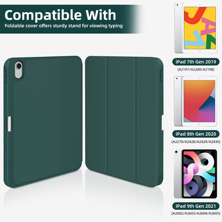 For iPad mini 2024 / mini 6 3-fold TPU Smart Leather Tablet Case with Pen Slot(Dark Green) For iPad mini 2024 / mini 6 3-fold TPU Smart Leather Tablet Case with Pen Slot(Dark Green)