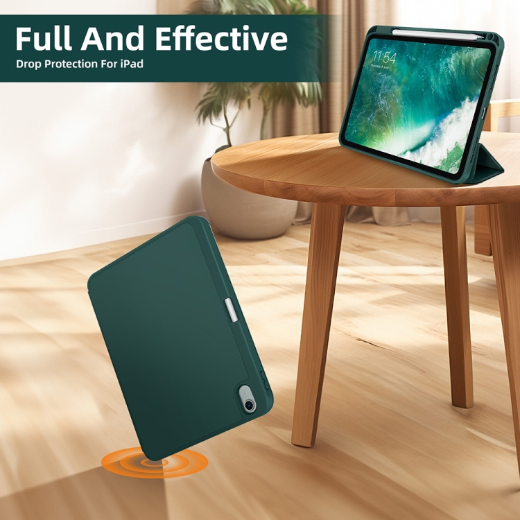 For iPad mini 2024 / mini 6 3-fold TPU Smart Leather Tablet Case with Pen Slot(Dark Green) For iPad mini 2024 / mini 6 3-fold TPU Smart Leather Tablet Case with Pen Slot(Dark Green)