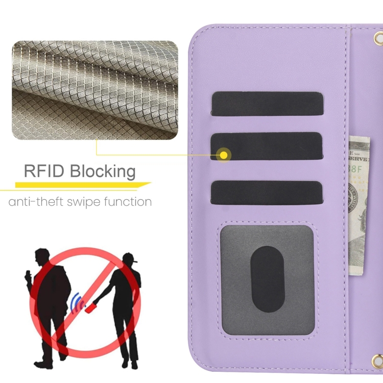 For Samsung Galaxy S22+ 5G Crossbody Multifunction Rhombic Leather Phone Case(Purple) For Samsung Galaxy S22+ 5G Crossbody Multifunction Rhombic Leather Phone Case(Purple)