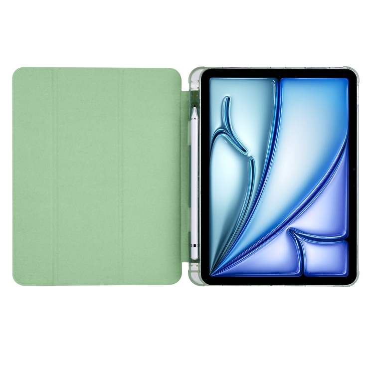 For iPad Air 11 2024 3-fold TPU Leather Smart Tablet Case with Pen Slot(Matcha Green) For iPad Air 11 2024 3-fold TPU Leather Smart Tablet Case with Pen Slot(Matcha Green)