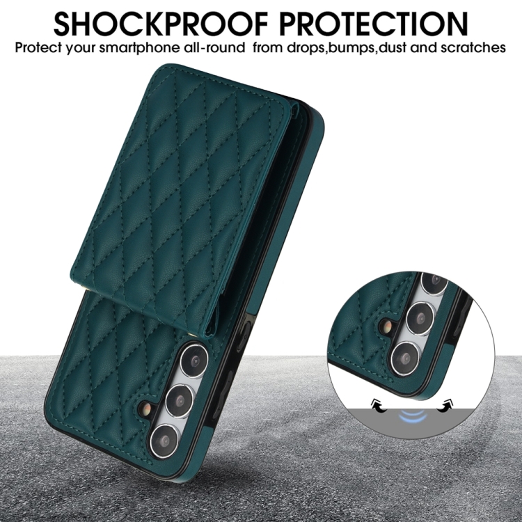 For Samsung Galaxy S24 5G YM015 Crossbody Rhombic Card Bag RFID Phone Case(Green) For Samsung Galaxy S24 5G YM015 Crossbody Rhombic Card Bag RFID Phone Case(Green)