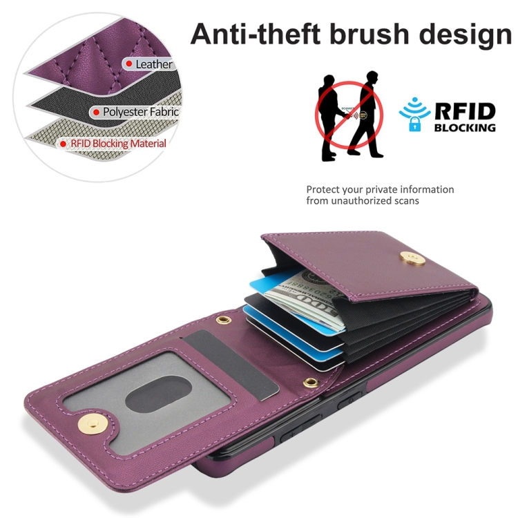 For Samsung Galaxy S21 Ultra 5G YM015 Crossbody Rhombic Card Bag RFID Phone Case(Dark Purple) For Samsung Galaxy S21 Ultra 5G YM015 Crossbody Rhombic Card Bag RFID Phone Case(Dark Purple)