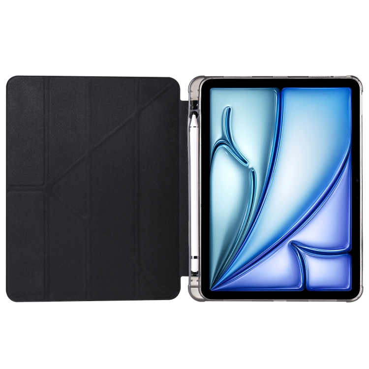 For iPad Air 11 2024 Multi-folding TPU Leather Smart Tablet Case with Pen Slot(Black) For iPad Air 11 2024 Multi-folding TPU Leather Smart Tablet Case with Pen Slot(Black)