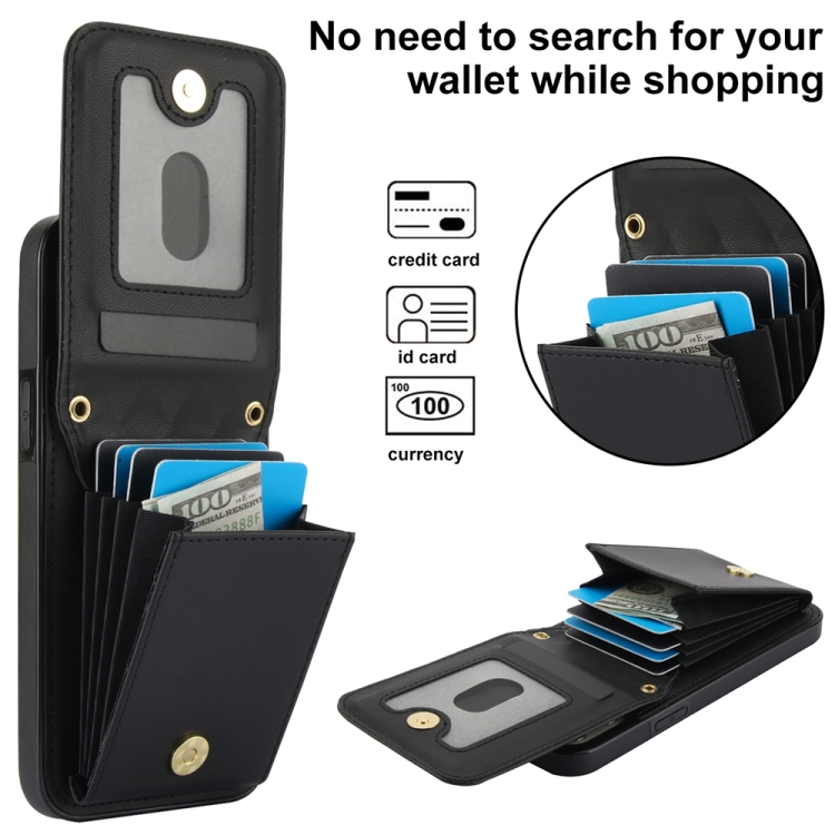 For iPhone 15 YM015 Crossbody Rhombic Card Bag RFID Phone Case(Black)