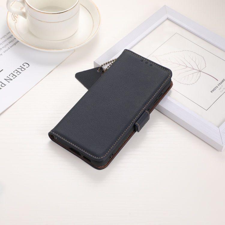 For iPhone 16 Side-Magnetic TJ Genuine Leather RFID Phone Case(Blue) For iPhone 16 Side-Magnetic TJ Genuine Leather RFID Phone Case(Blue)