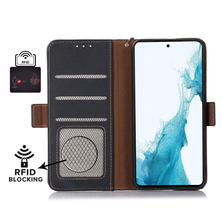 For iPhone 16 Side-Magnetic TJ Genuine Leather RFID Phone Case(Blue) For iPhone 16 Side-Magnetic TJ Genuine Leather RFID Phone Case(Blue)