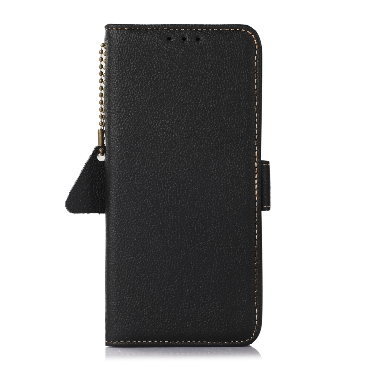 For iPhone 16 Plus Side-Magnetic TJ Genuine Leather RFID Phone Case(Black) For iPhone 16 Plus Side-Magnetic TJ Genuine Leather RFID Phone Case(Black)