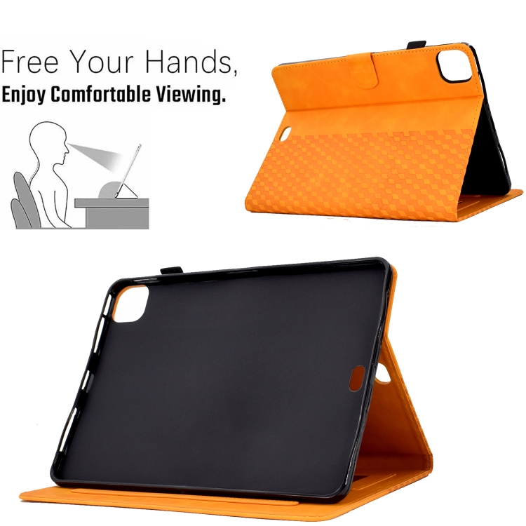 For iPad Pro 11 2024 Rhombus Embossed Leather Tablet Case(Khaki) For iPad Pro 11 2024 Rhombus Embossed Leather Tablet Case(Khaki)