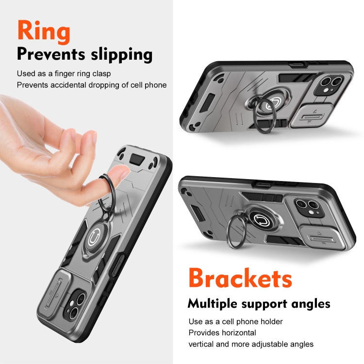 For iPhone 11 Camshield Ring Holder Phone Case(Grey) For iPhone 11 Camshield Ring Holder Phone Case(Grey)