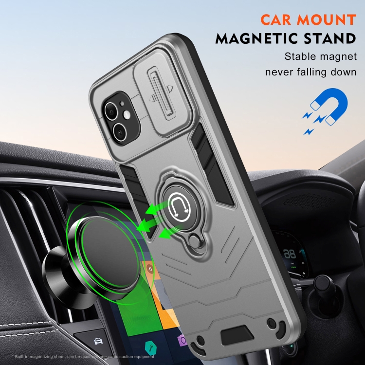 For iPhone 11 Camshield Ring Holder Phone Case(Grey) For iPhone 11 Camshield Ring Holder Phone Case(Grey)