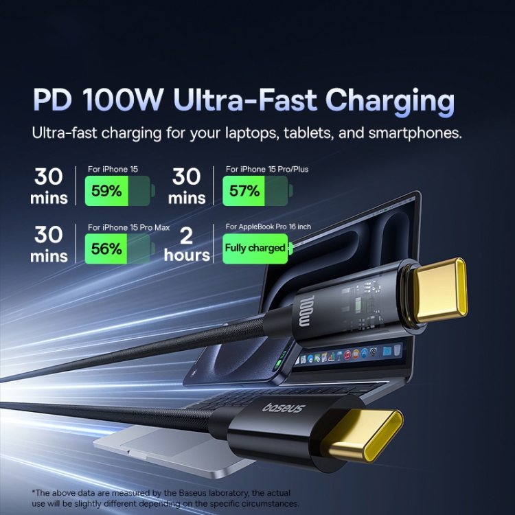 Baseus Explorer Series 100W USB-C/Type-C to USB-C/Type-C Smart Power-off Fast Charging Data Cable, Length:1m(Black) - 4