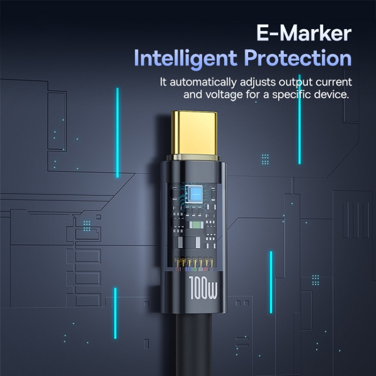 Baseus Explorer Series 100W USB-C/Type-C to USB-C/Type-C Smart Power-off Fast Charging Data Cable, Length:1m(Black) - 5