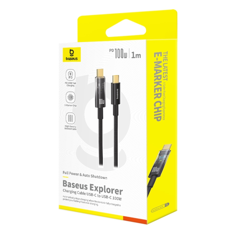 Baseus Explorer Series 100W USB-C/Type-C to USB-C/Type-C Smart Power-off Fast Charging Data Cable, Length:1m(Black) - 7