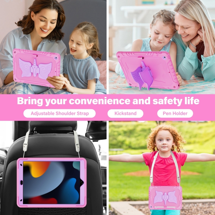 For iPad 10.2 2021/2020/2019 Kickstand PC Hybrid Silicone Tablet Case(Pink Purple) For iPad 10.2 2021/2020/2019 Kickstand PC Hybrid Silicone Tablet Case(Pink Purple)