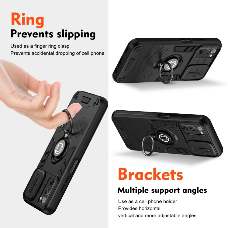 For Samsung Galaxy S20 FE Camshield Ring Holder Phone Case(Black) For Samsung Galaxy S20 FE Camshield Ring Holder Phone Case(Black)