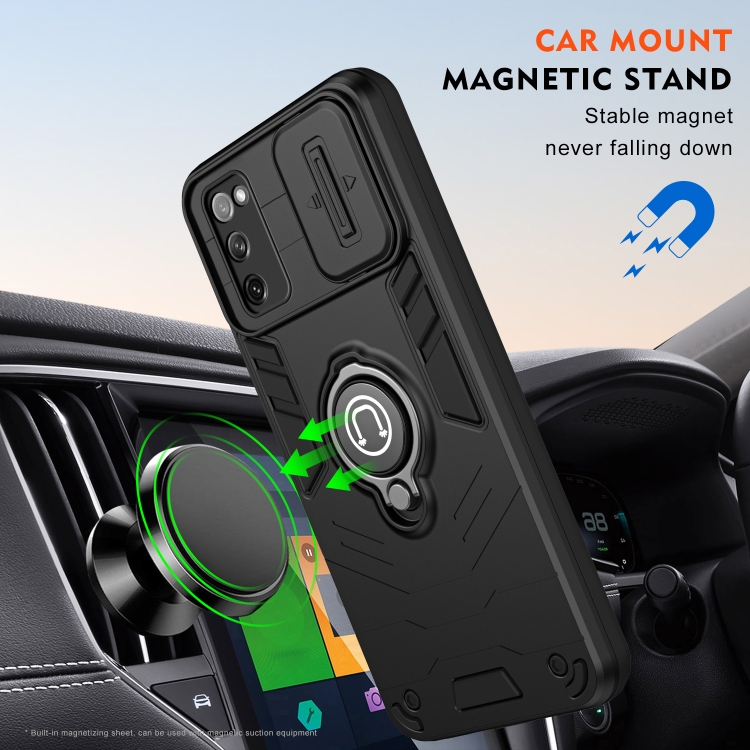 For Samsung Galaxy S20 FE Camshield Ring Holder Phone Case(Black) For Samsung Galaxy S20 FE Camshield Ring Holder Phone Case(Black)