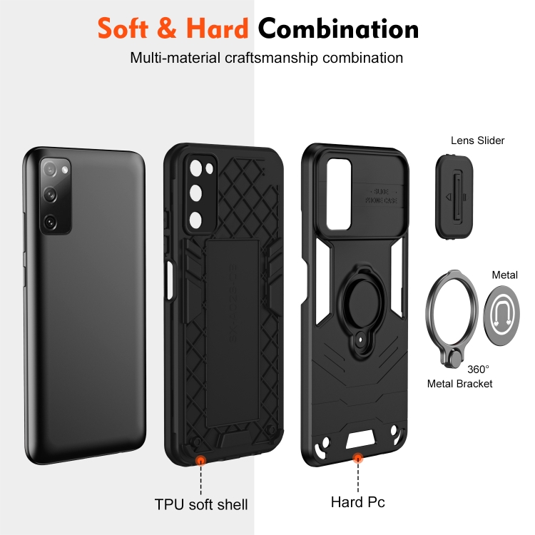 For Samsung Galaxy S20 FE Camshield Ring Holder Phone Case(Black) For Samsung Galaxy S20 FE Camshield Ring Holder Phone Case(Black)