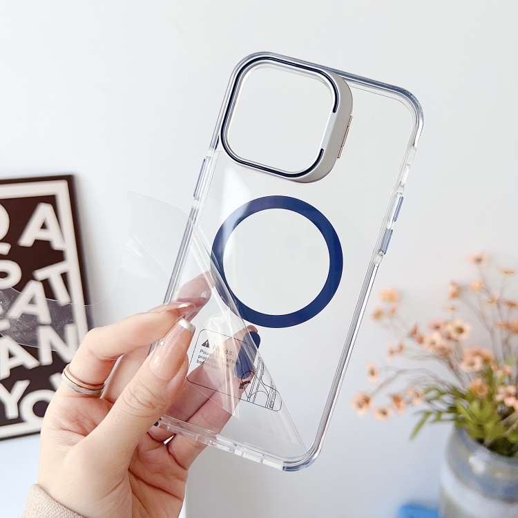 For iPhone 12/12 Pro J2 High Transparent MagSafe Magnetic Frame Holder Phone Case(Orange) For iPhone 12/12 Pro J2 High Transparent MagSafe Magnetic Frame Holder Phone Case(Orange)