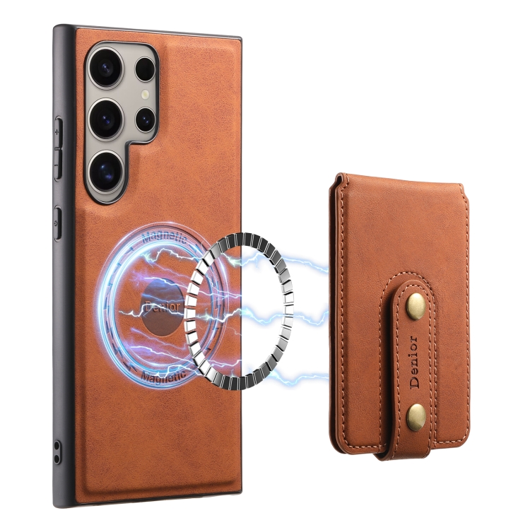 For Samsung Galaxy S24 Ultra 5G Denior D14 NK Retro Pattern MagSafe Magnetic Card Holder Leather Phone Case(Brown) For Samsung Galaxy S24 Ultra 5G Denior D14 NK Retro Pattern MagSafe Magnetic Card Holder Leather Phone Case(Brown)