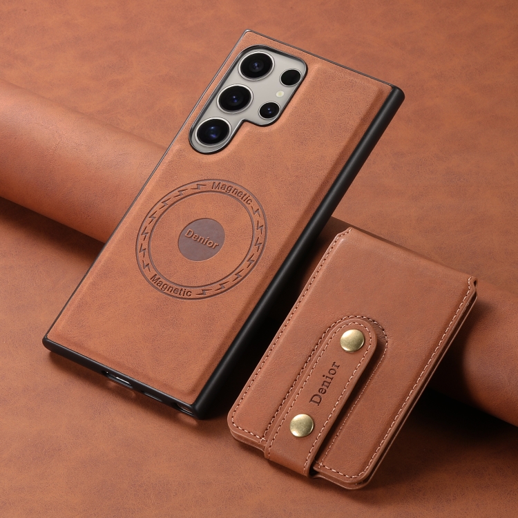 For Samsung Galaxy S24 Ultra 5G Denior D14 NK Retro Pattern MagSafe Magnetic Card Holder Leather Phone Case(Brown) For Samsung Galaxy S24 Ultra 5G Denior D14 NK Retro Pattern MagSafe Magnetic Card Holder Leather Phone Case(Brown)