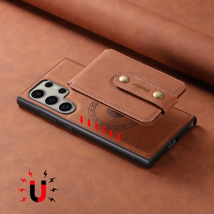 For Samsung Galaxy S24 Ultra 5G Denior D14 NK Retro Pattern MagSafe Magnetic Card Holder Leather Phone Case(Brown) For Samsung Galaxy S24 Ultra 5G Denior D14 NK Retro Pattern MagSafe Magnetic Card Holder Leather Phone Case(Brown)