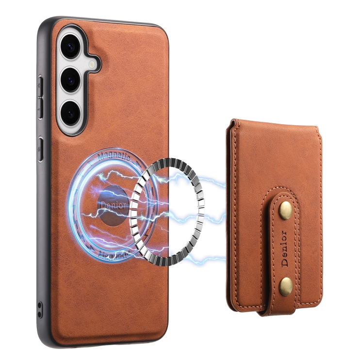 For Samsung Galaxy S24 5G Denior D14 NK Retro Pattern MagSafe Magnetic Card Holder Leather Phone Case(Brown) For Samsung Galaxy S24 5G Denior D14 NK Retro Pattern MagSafe Magnetic Card Holder Leather Phone Case(Brown)