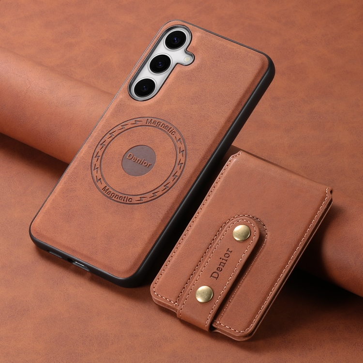 For Samsung Galaxy S24 5G Denior D14 NK Retro Pattern MagSafe Magnetic Card Holder Leather Phone Case(Brown) For Samsung Galaxy S24 5G Denior D14 NK Retro Pattern MagSafe Magnetic Card Holder Leather Phone Case(Brown)
