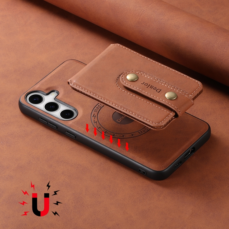 For Samsung Galaxy S24 5G Denior D14 NK Retro Pattern MagSafe Magnetic Card Holder Leather Phone Case(Brown) For Samsung Galaxy S24 5G Denior D14 NK Retro Pattern MagSafe Magnetic Card Holder Leather Phone Case(Brown)