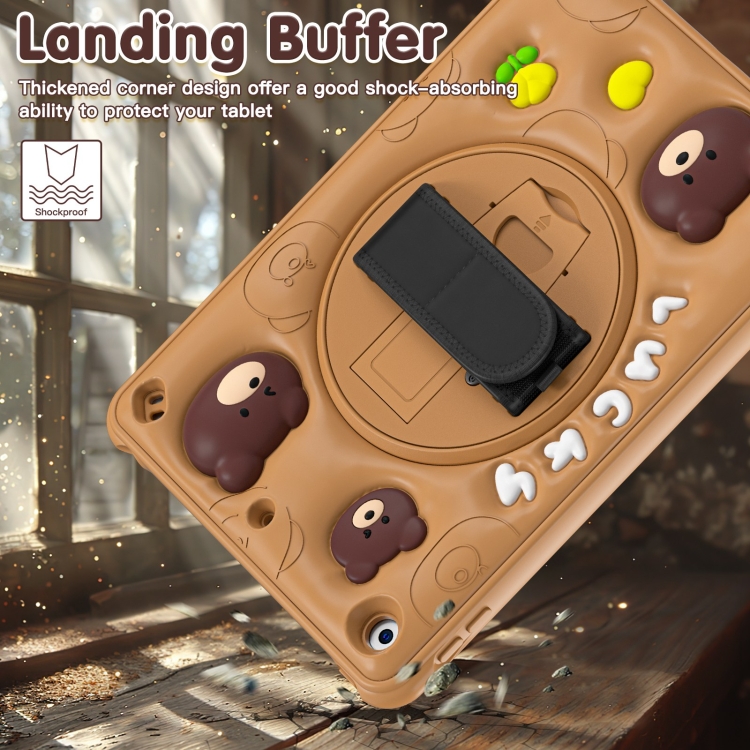 Bear Rotation Kickstand Silicone Hybrid PC Tablet Case For iPad 10.2 2021/2020/2019(Brown) Bear Rotation Kickstand Silicone Hybrid PC Tablet Case For iPad 10.2 2021/2020/2019(Brown)