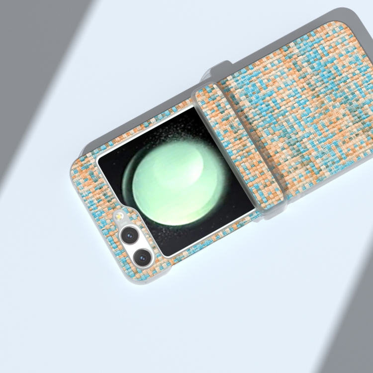 For Samsung Galaxy Z Flip5 5G 3 in 1 Colorful Rhombic Texture Frosted Translucent Frame PU Phone Case(Blue) For Samsung Galaxy Z Flip5 5G 3 in 1 Colorful Rhombic Texture Frosted Translucent Frame PU Phone Case(Blue)