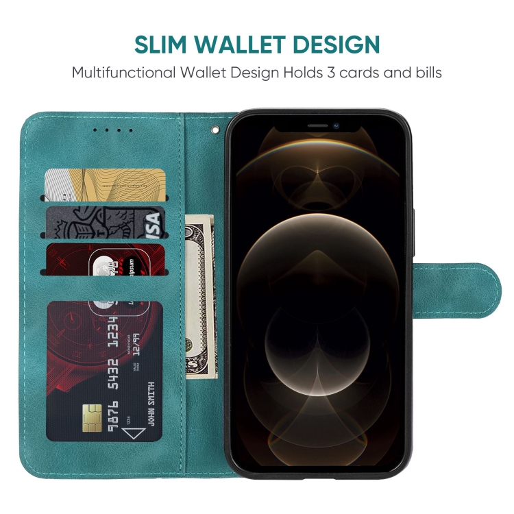 For iPhone 12 Pro Max Skin Feel Geometric Lines Leather Phone Case(Green) For iPhone 12 Pro Max Skin Feel Geometric Lines Leather Phone Case(Green)