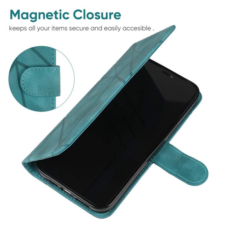 For iPhone 12 Pro Max Skin Feel Geometric Lines Leather Phone Case(Green) For iPhone 12 Pro Max Skin Feel Geometric Lines Leather Phone Case(Green)