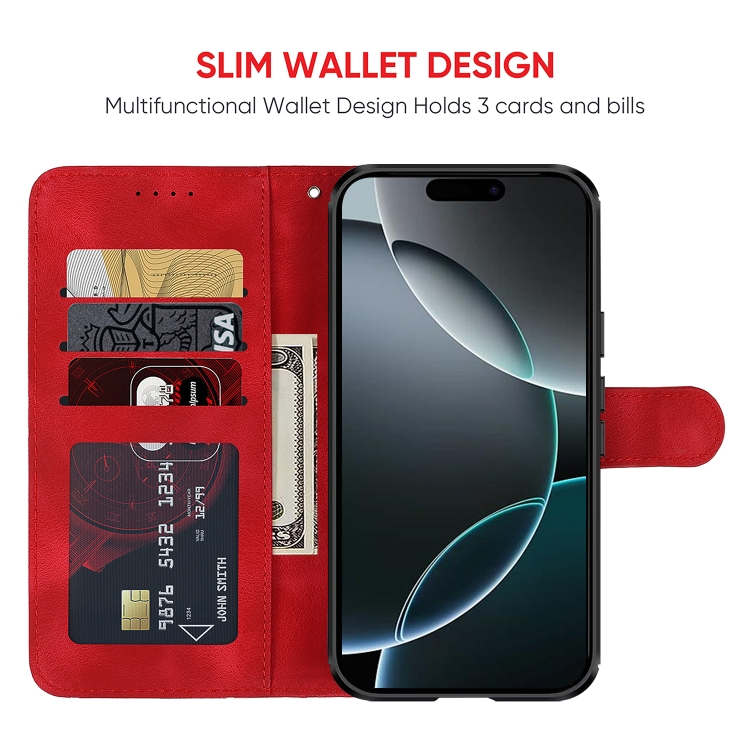 For iPhone 16 Pro Skin Feel Geometric Lines Leather Phone Case(Red) For iPhone 16 Pro Skin Feel Geometric Lines Leather Phone Case(Red)