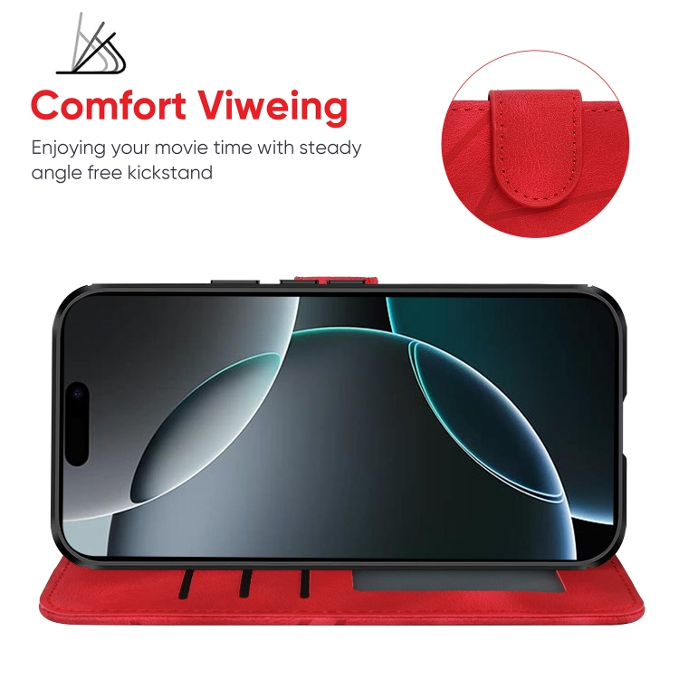 For iPhone 16 Pro Skin Feel Geometric Lines Leather Phone Case(Red) For iPhone 16 Pro Skin Feel Geometric Lines Leather Phone Case(Red)