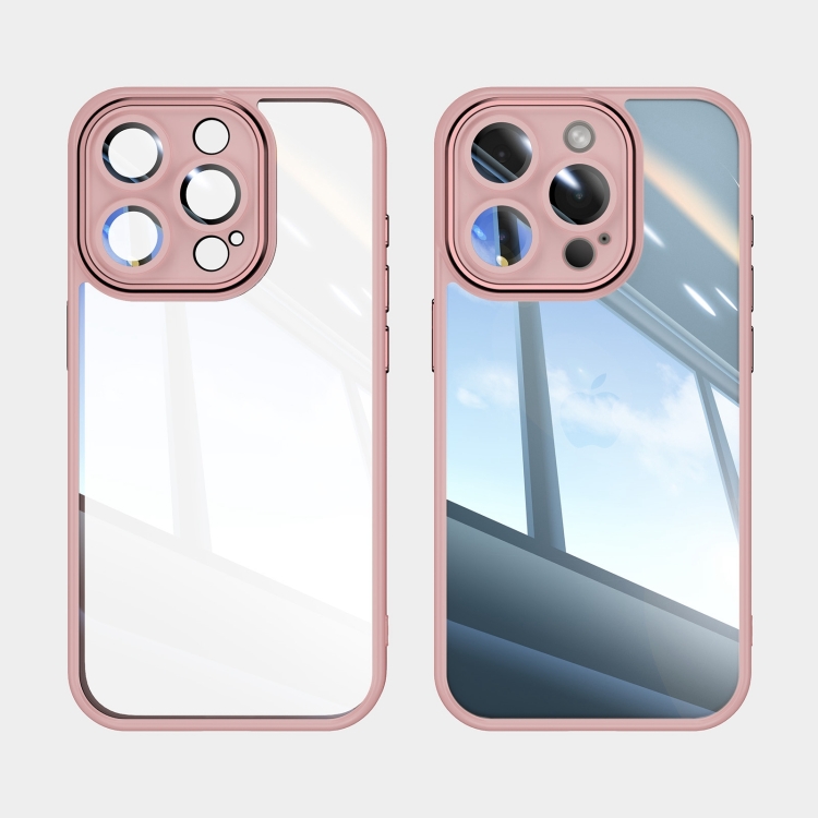 For iPhone 16 Acrylic Hybrid TPU Armor Shockproof Phone Case(Pink) For iPhone 16 Acrylic Hybrid TPU Armor Shockproof Phone Case(Pink)