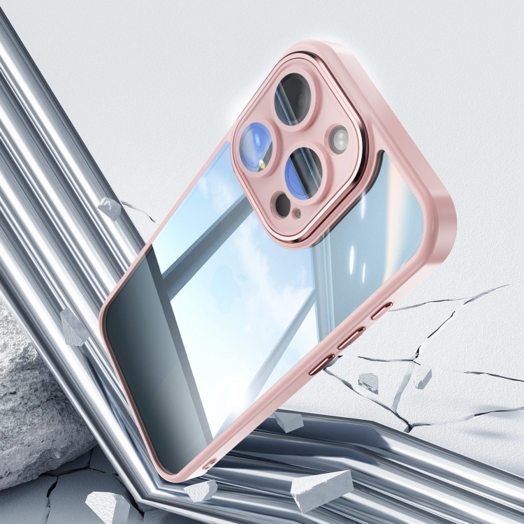 For iPhone 16 Acrylic Hybrid TPU Armor Shockproof Phone Case(Pink) For iPhone 16 Acrylic Hybrid TPU Armor Shockproof Phone Case(Pink)
