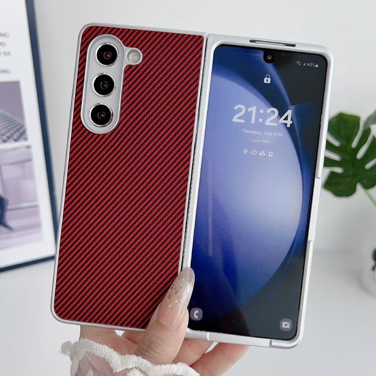 For Samsung Galaxy Z Fold5 Kevlar Carbon Fiber Ultra-thin Shockproof Phone Case(Red) For Samsung Galaxy Z Fold5 Kevlar Carbon Fiber Ultra-thin Shockproof Phone Case(Red)