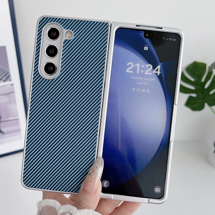 For Samsung Galaxy Z Fold Special Kevlar Carbon Fiber Ultra-thin Shockproof Phone Case(Blue)
