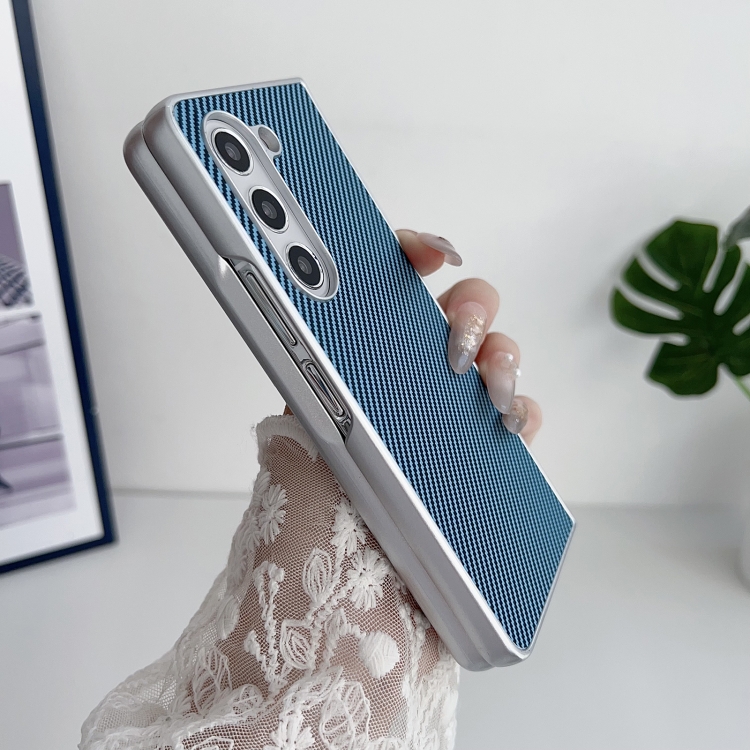 For Samsung Galaxy Z Fold Special Kevlar Carbon Fiber Ultra-thin Shockproof Phone Case(Blue)