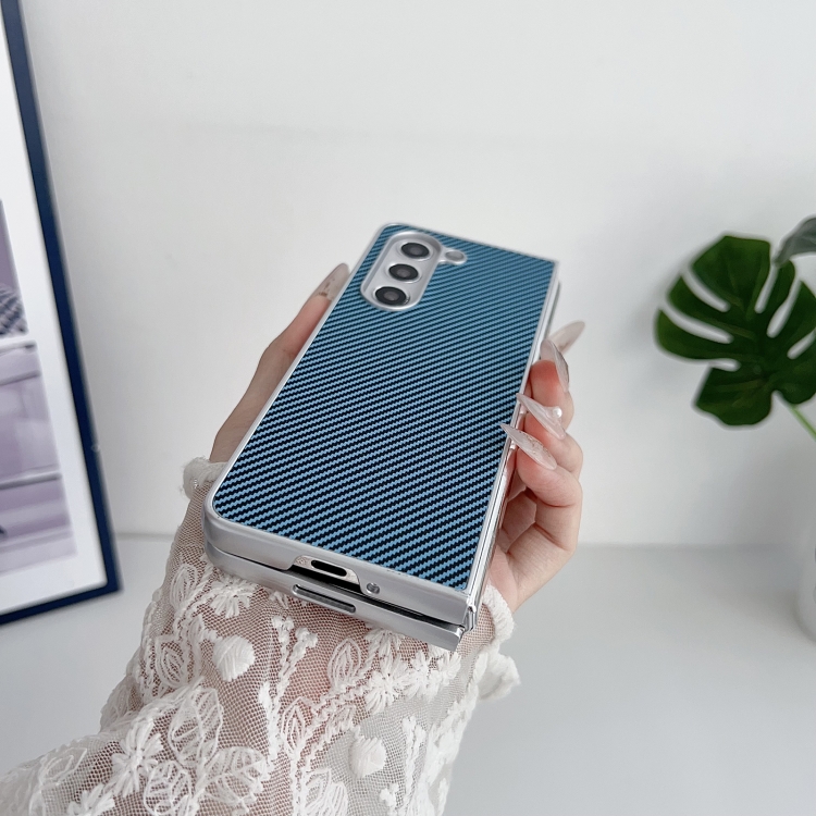 For Samsung Galaxy Z Fold Special Kevlar Carbon Fiber Ultra-thin Shockproof Phone Case(Blue)