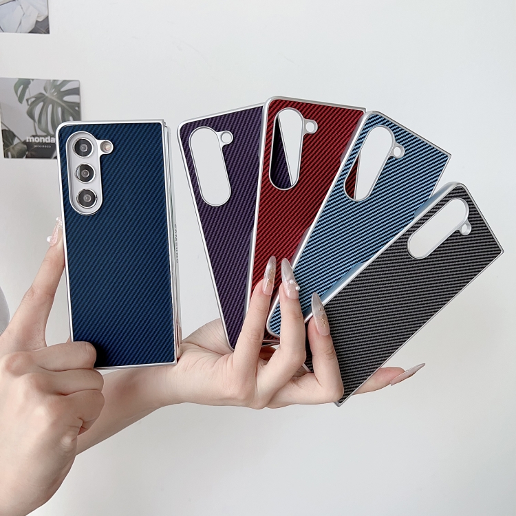 For Samsung Galaxy Z Fold Special Kevlar Carbon Fiber Ultra-thin Shockproof Phone Case(Blue)