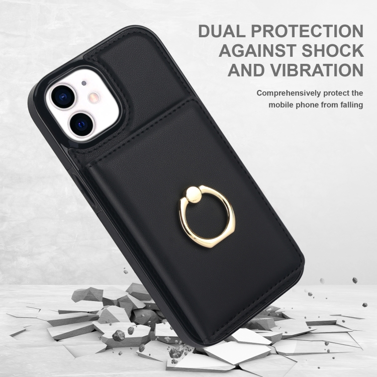 For iPhone 14 Plus RFID Anti-theft Card Ring Holder Phone Case(Black) For iPhone 14 Plus RFID Anti-theft Card Ring Holder Phone Case(Black)