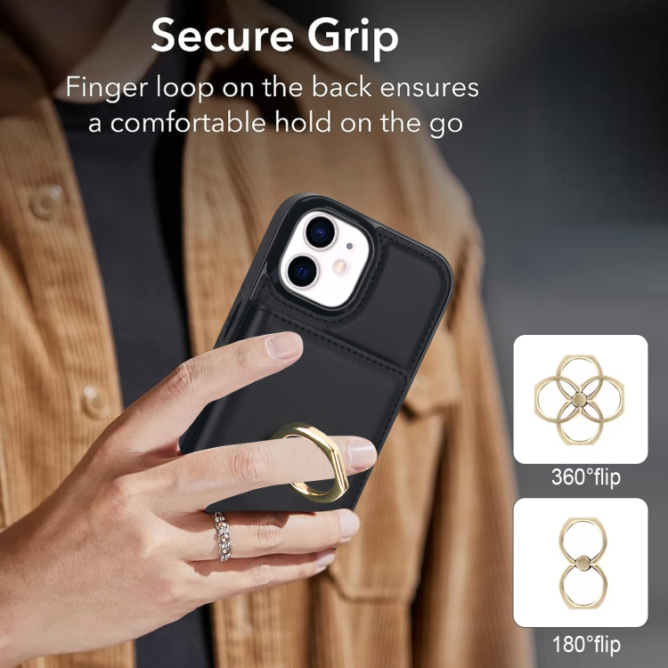 For iPhone 14 Plus RFID Anti-theft Card Ring Holder Phone Case(Black) For iPhone 14 Plus RFID Anti-theft Card Ring Holder Phone Case(Black)