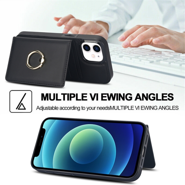For iPhone 14 Plus RFID Anti-theft Card Ring Holder Phone Case(Black) For iPhone 14 Plus RFID Anti-theft Card Ring Holder Phone Case(Black)