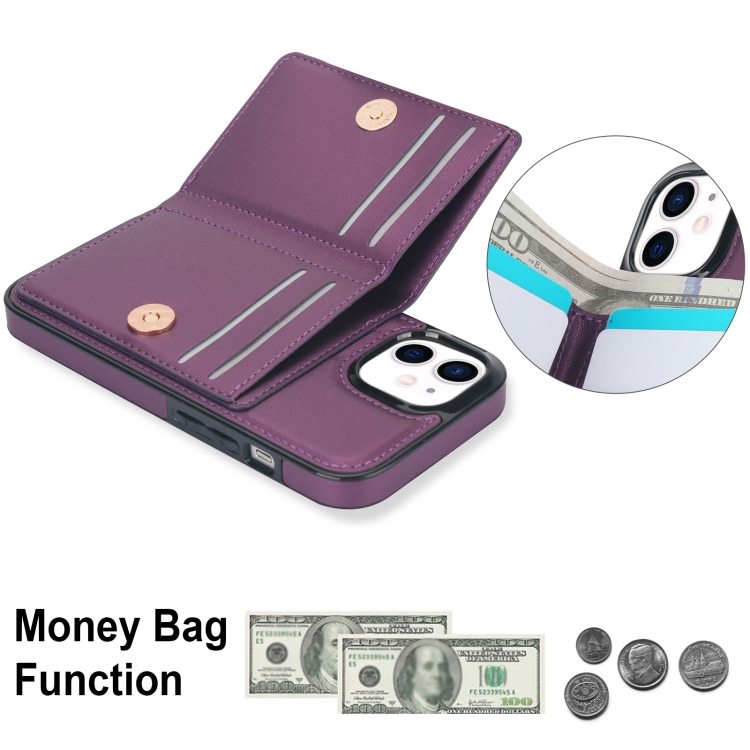 For iPhone 14/13 RFID Anti-theft Card Ring Holder Phone Case(Dark Purple) - 4