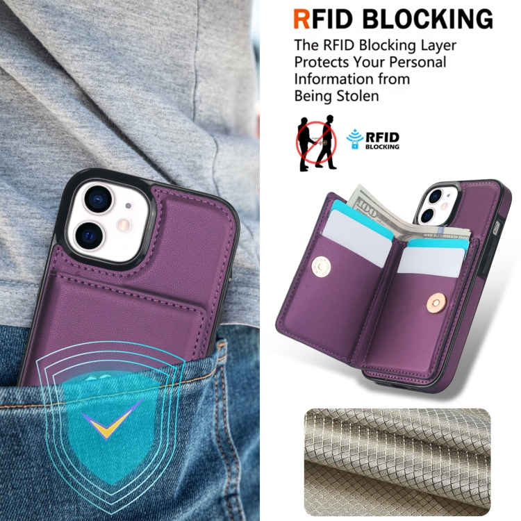For iPhone 14/13 RFID Anti-theft Card Ring Holder Phone Case(Dark Purple) - 5