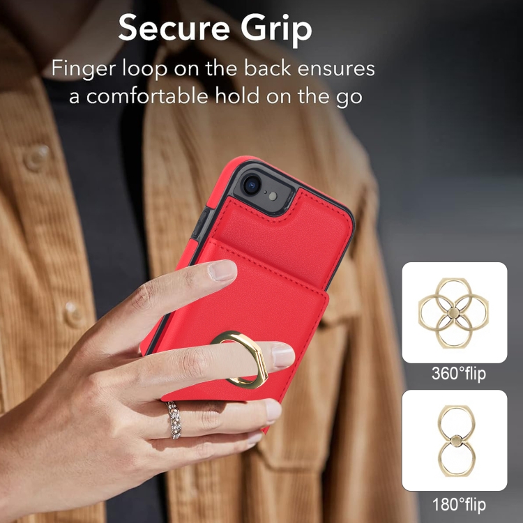 For iPhone SE 2022/SE 2020/6/7/8 RFID Anti-theft Card Ring Holder Phone Case(Red) For iPhone SE 2022/SE 2020/6/7/8 RFID Anti-theft Card Ring Holder Phone Case(Red)