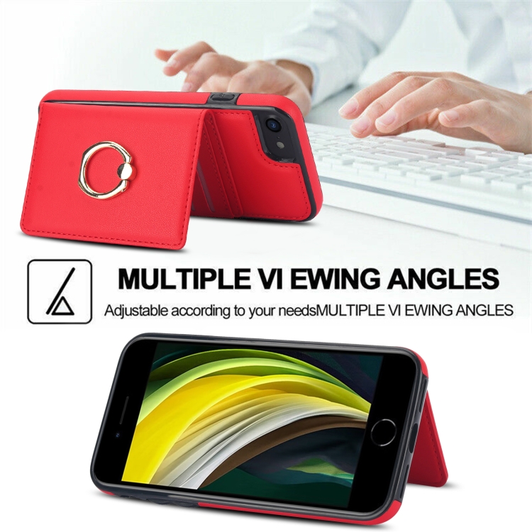 For iPhone SE 2022/SE 2020/6/7/8 RFID Anti-theft Card Ring Holder Phone Case(Red) For iPhone SE 2022/SE 2020/6/7/8 RFID Anti-theft Card Ring Holder Phone Case(Red)