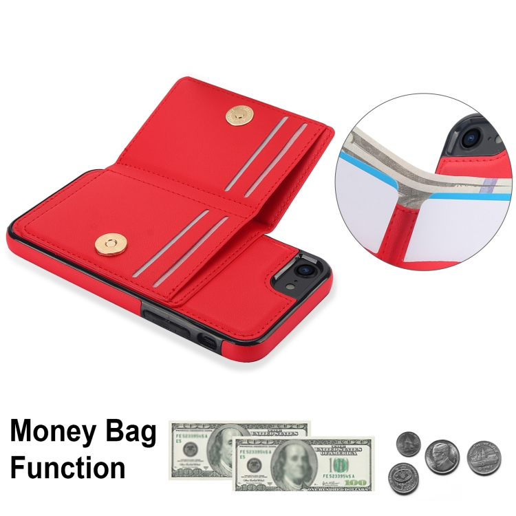 For iPhone SE 2022/SE 2020/6/7/8 RFID Anti-theft Card Ring Holder Phone Case(Red) For iPhone SE 2022/SE 2020/6/7/8 RFID Anti-theft Card Ring Holder Phone Case(Red)